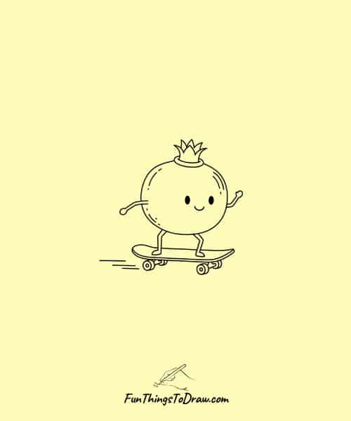 Pomegranate Skateboarding Drawing