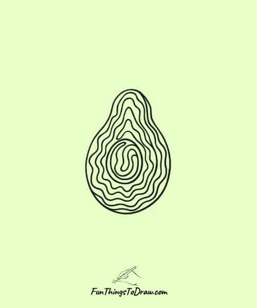 Abstract Wavy Avocado Drawing