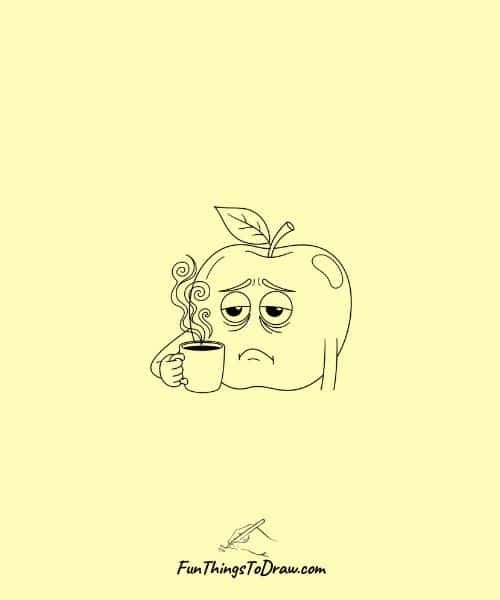 Apple Drinking Coffee Drawing