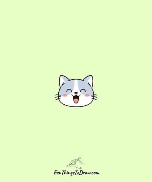 Drawing of Cartoon Cat Face