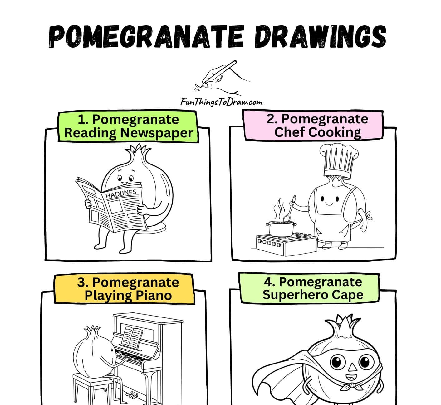 Pomegranate Drawing Ideas