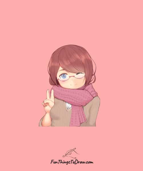 Drawing of Anime Girl Shy Expression