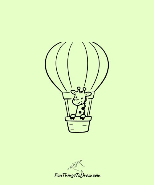 Giraffe in a hot air balloon