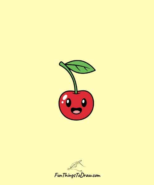 Drawing of Smiling Single Cherry