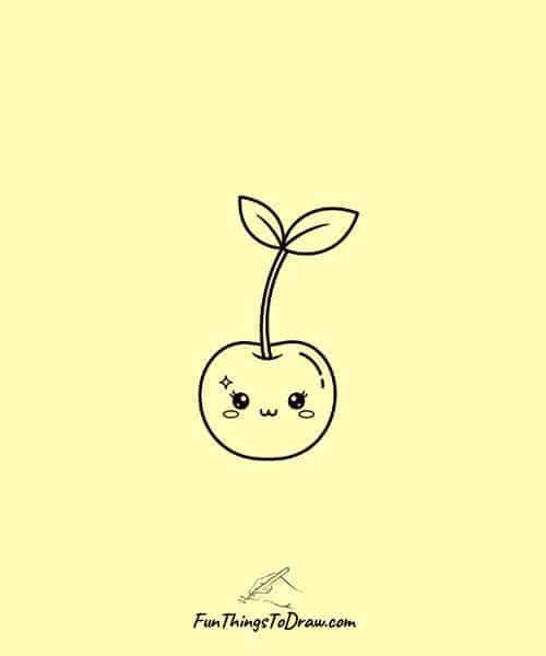 Kawaii Cherry Face Drawing