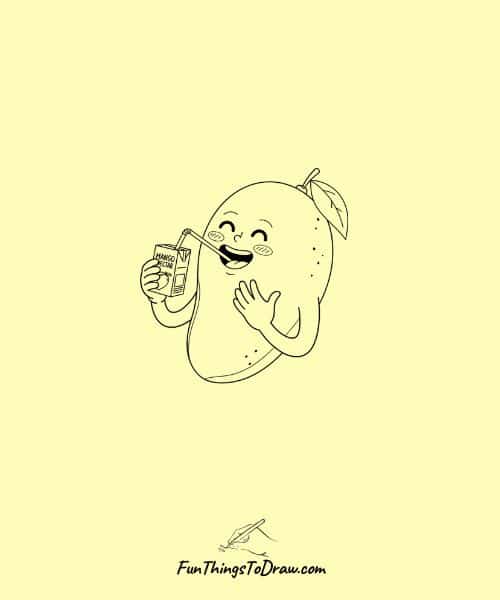 Cool Drawing of Mango Drinking Juice