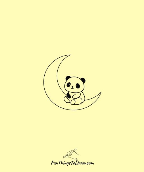 Panda on the Moon Drawing Idea Easy