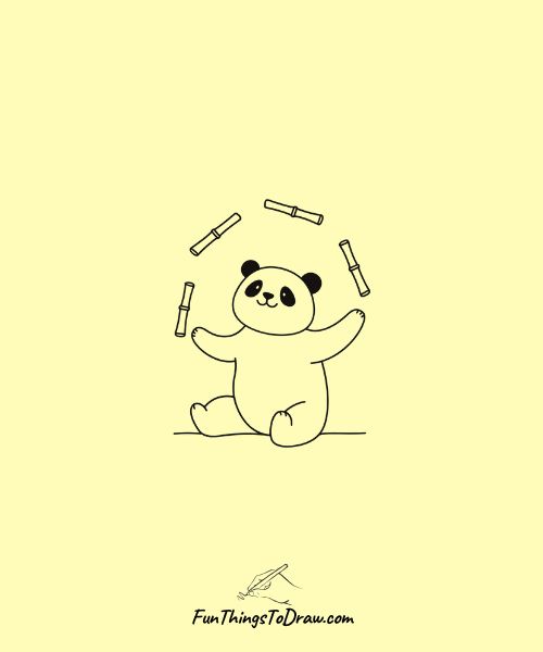 Simple Drawing of Panda Juggler