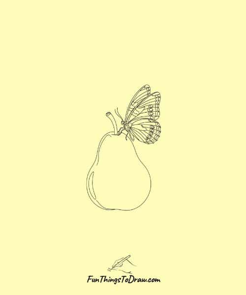 Drawing of Pear with Butterfly