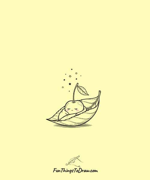 Easy Drawing Baby Cherry in Cradle