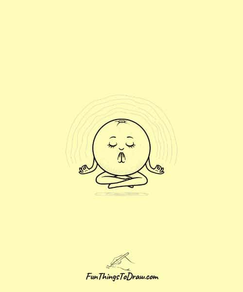 Easy drawing of Grapefruit Character Meditating