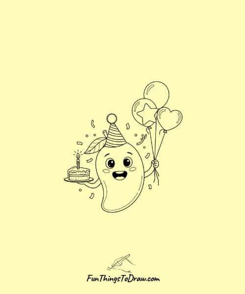 Drawing of Mango Celebrating Birthday