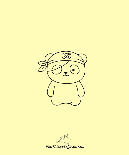 Beautiful drawing of panda as pirate