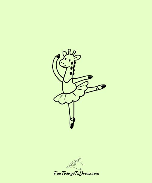 Giraffe as a ballerina drawing