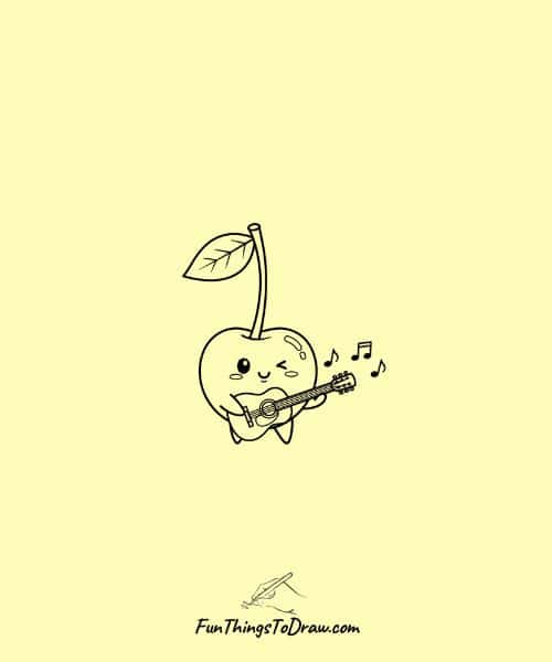 Drawing of Cherry Playing Guitar