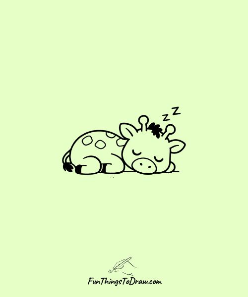 Cute drawing of Giraffe sleeping peacefully