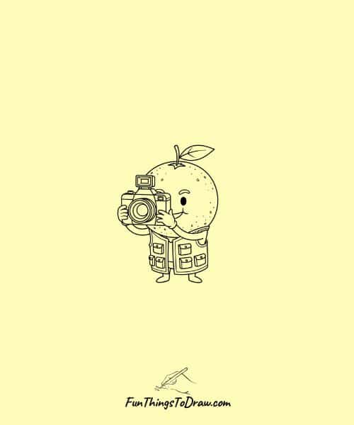 Doodle of Grapefruit Character Taking Photos