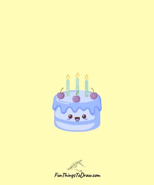 Birthday Cherry Cake Drawing