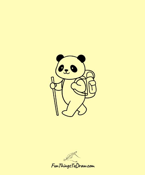 Panda Hiker Drawing