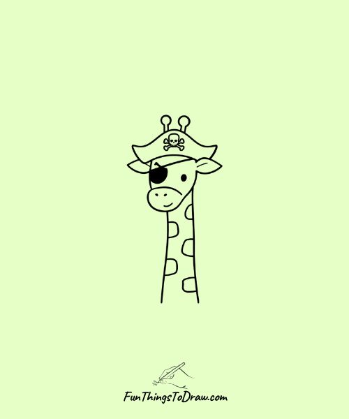 Giraffe as a pirate with an eye patch drawing idea