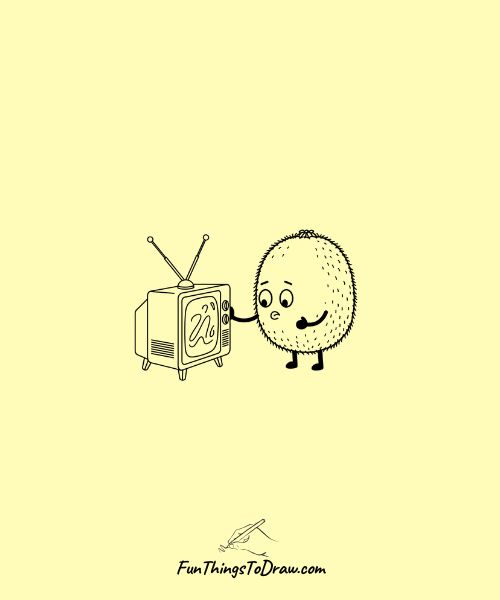 kiwi character watching tv