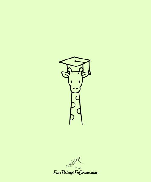 Giraffe wearing a graduation cap