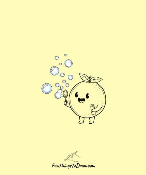 Grapefruit Character Blowing Bubbles