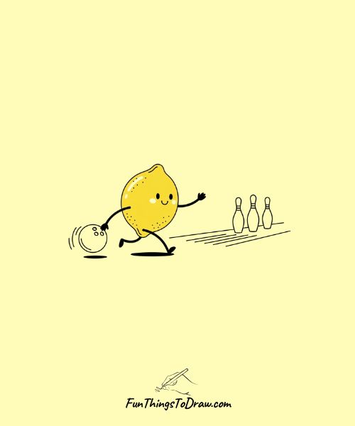 Lemon drawing while playing bowling