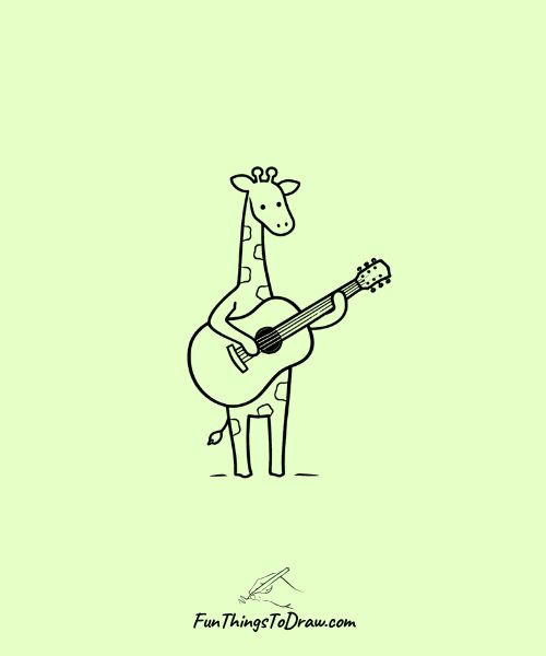 Giraffe playing a guitar drawing