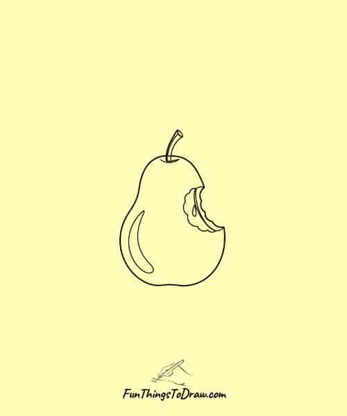 Drawing of Pear with a Bite