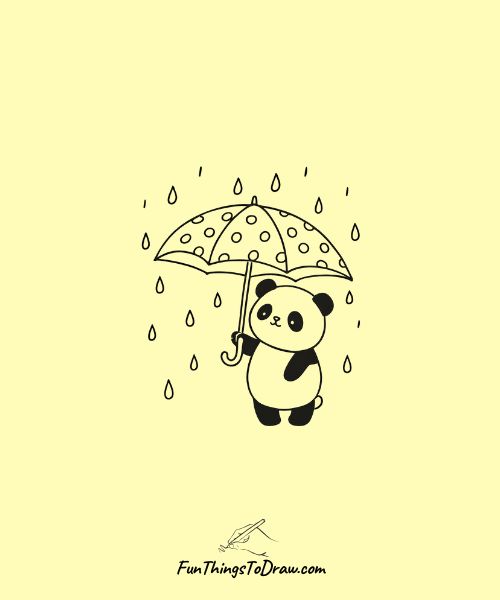 Panda Rain Lover Drawing for Beginner