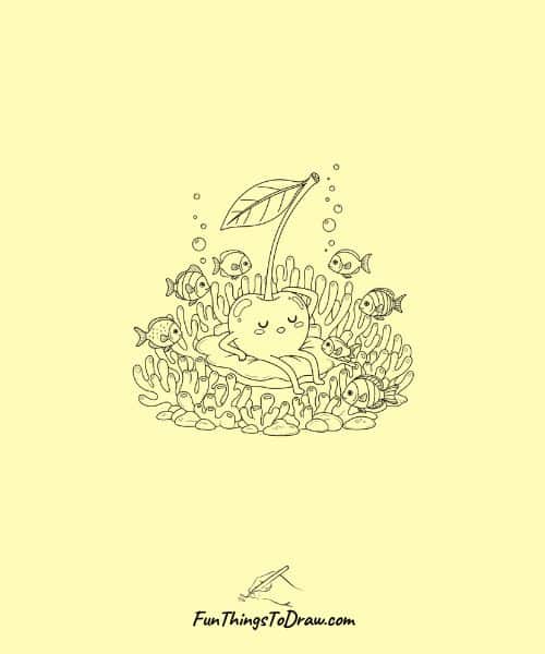 Underwater Cherry Coral Drawing