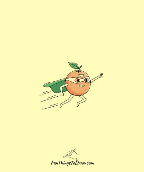 Grapefruit Character Superhero Flying
