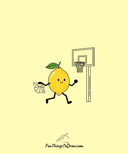 Lemon Playing Basketball sketch