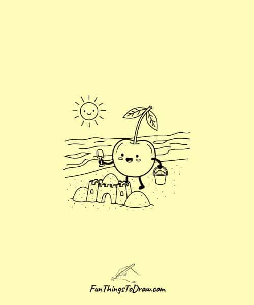Cool Drawing of Beach Cherry Sandcastle