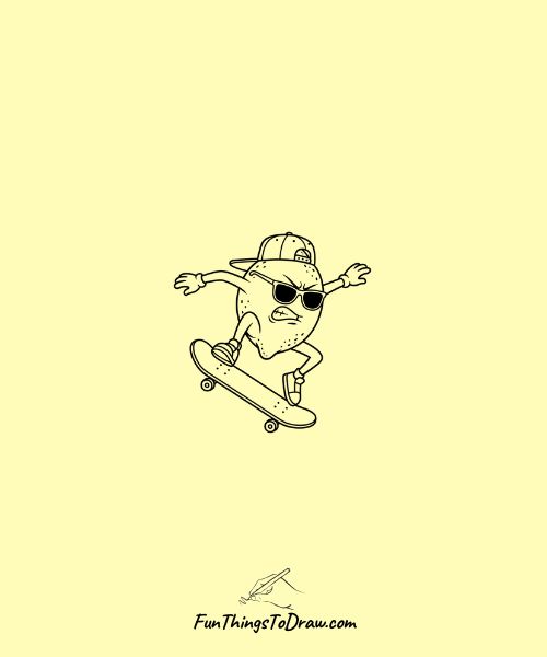 Easy drawing of Lemon Skateboarder