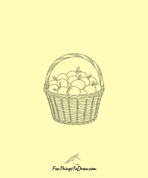 Cute Drawing of Basket of Lemons