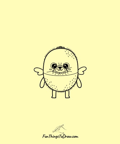 Kawaii Kiwi Character Sketch