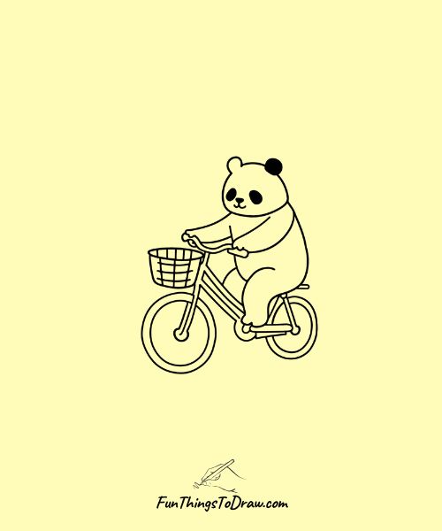 Easy drawing of panda riding bicycle