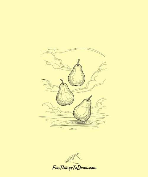 Surreal Floating Pears Sketch