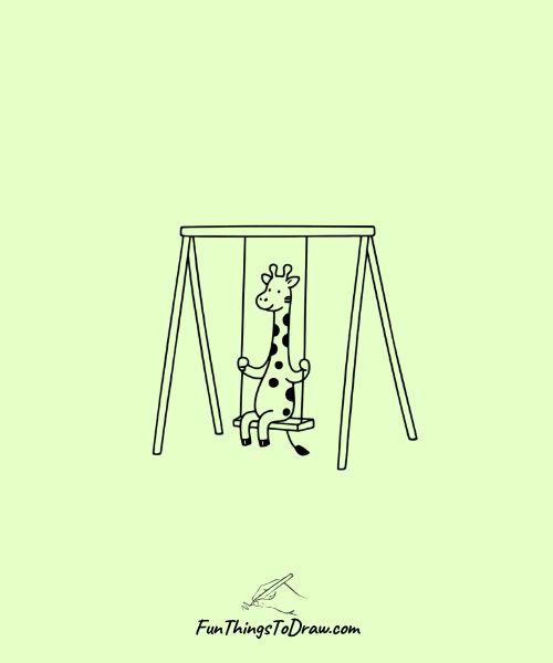Giraffe enjoying a swing set