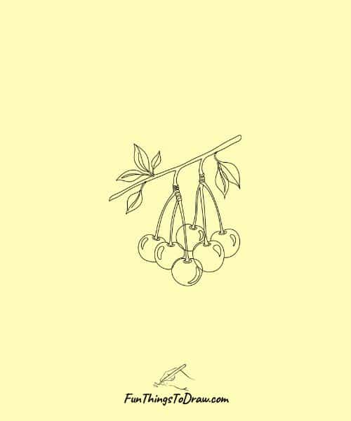 Drawing of Branch-Hanging Cherries