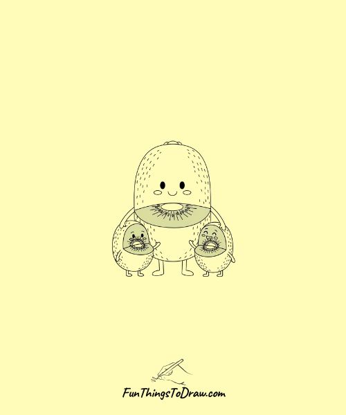 Easy sketch of Kiwi Family Portrait