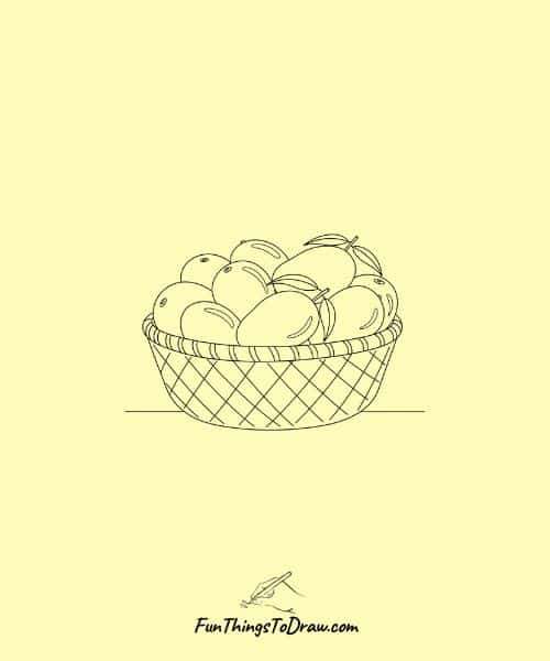 Cute drawing of Mangoes in basket