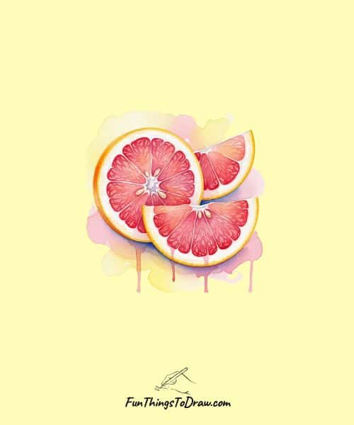 Watercolor Grapefruit Study Drawing