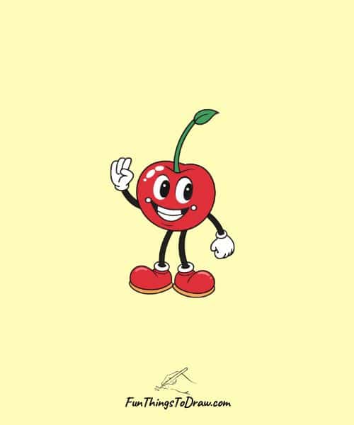 Cartoon Cherry Character Drawing