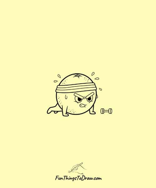 Grapefruit Character Exercising Drawing