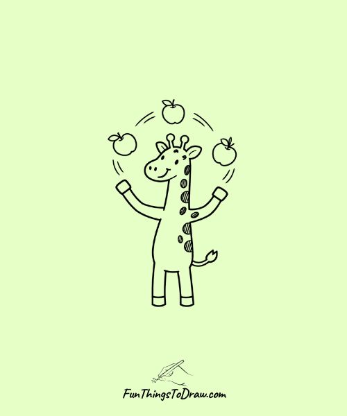 Giraffe juggling apples