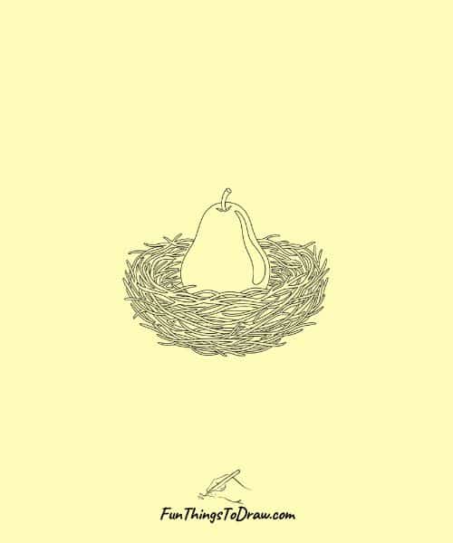 cute drawing of Pear in a Bird's Nest