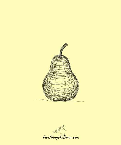Drawing of Pear Made of Thread